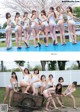 A group of women in white bathing suits posing for a picture.