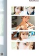 A collage of photos of a woman in lingerie.